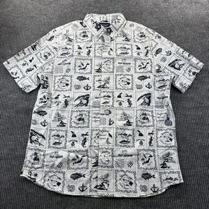 Southern Tide Reyn Spooner Shirt Mens Large White Navy Hawaii Japan Aloha